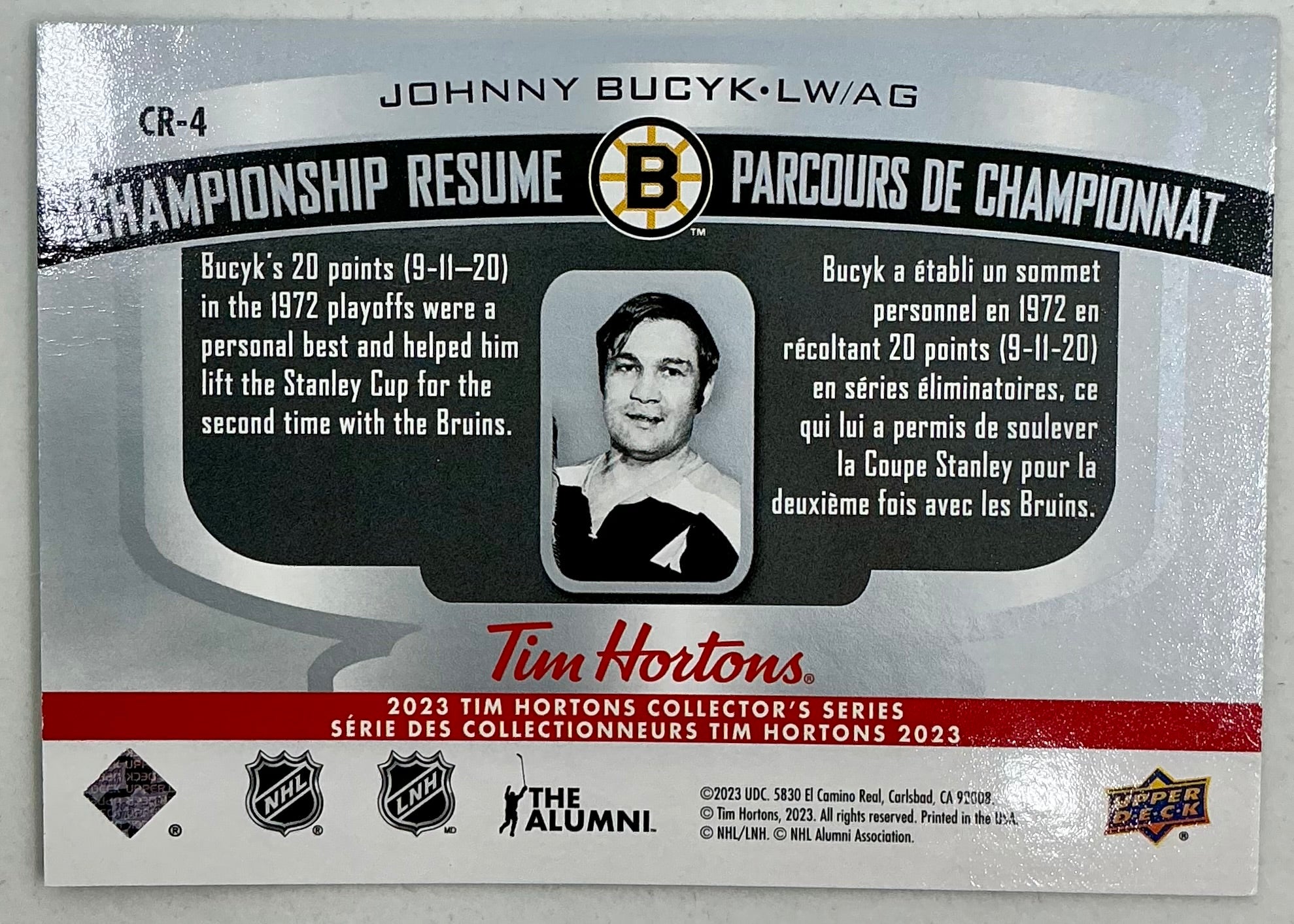 2023 UD Tim Hortons Hockey Championship Resume Jonny Bucyk CR-4