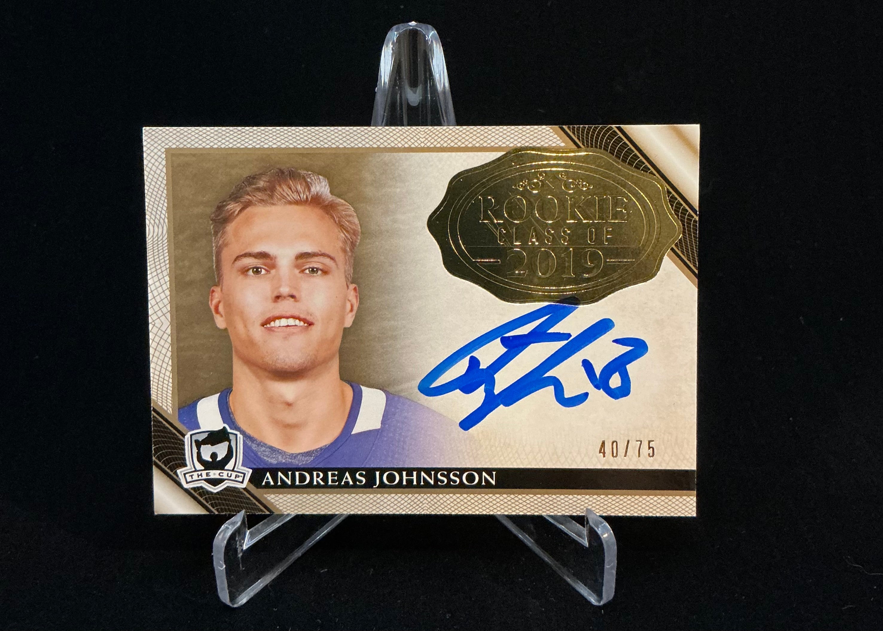 2018-2019 The Cup Rookie Class of 2019 Andreas Johnsson Gold Foil Auto 75