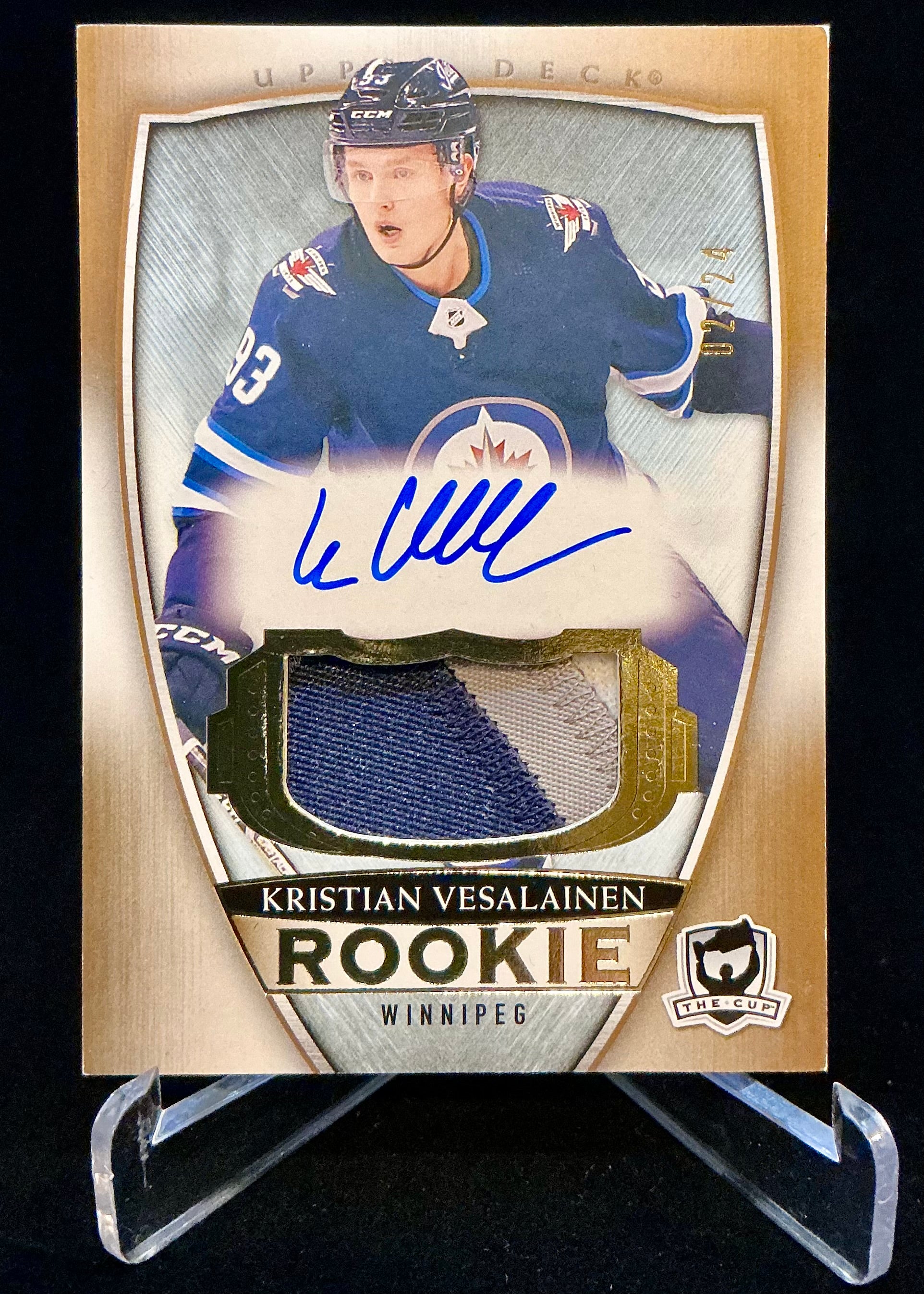 2018-2019 The Cup Rookie Auto Patch Gold Spectrum Kristian Vesalainen /24