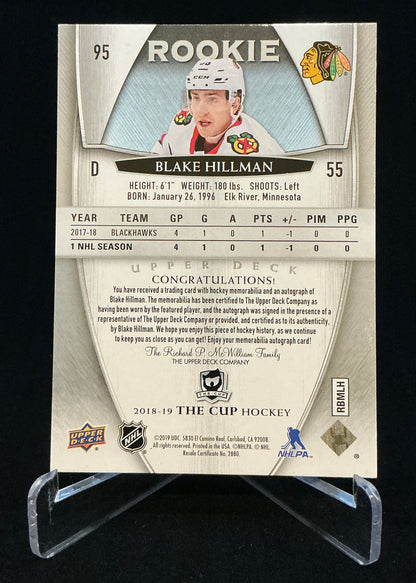 2018-2019 The Cup Rookie Auto Patch Blake Hillman #95 /249
