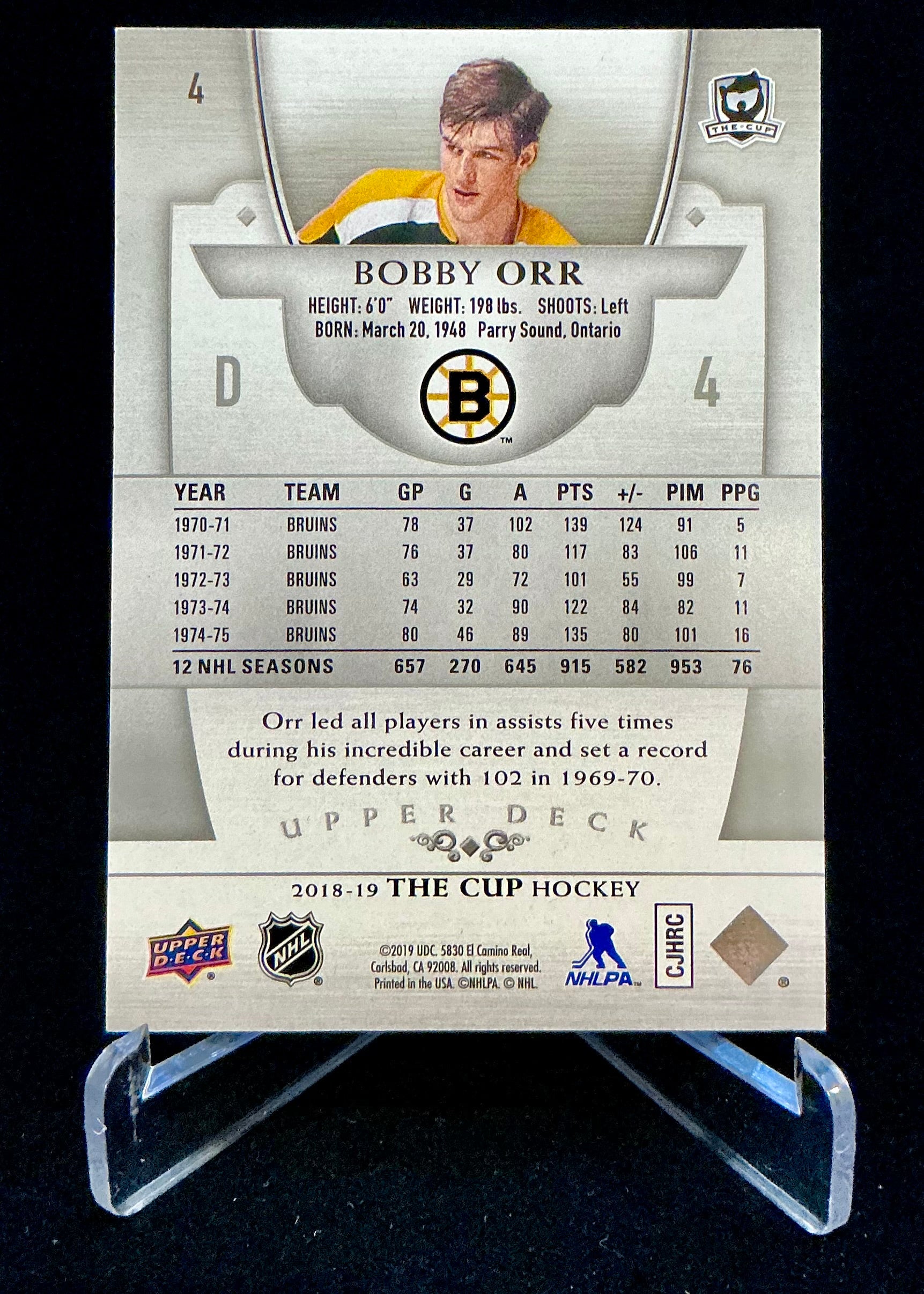 2018-2019 The Cup Bobby Orr Base Set #4 /249