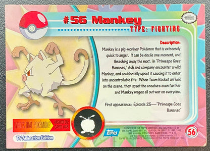 Pokémon Topps Mankey #56 Series 1 (Blue Logo)