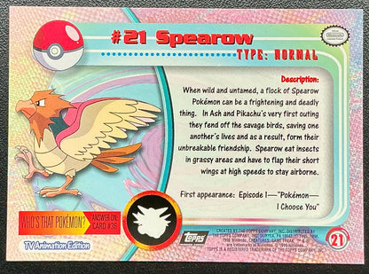 Pokémon Topps Spearow #21 Series 1 (Black Logo)