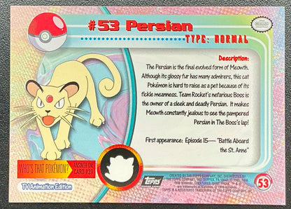 Pokémon Topps Persian #53 Series 1 (Black Logo)