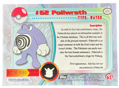 Pokémon Topps Poliwrath #62 Series 1 (Black Logo)