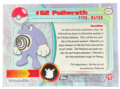 Pokémon Topps Poliwrath #62 Series 1 (Black Logo)
