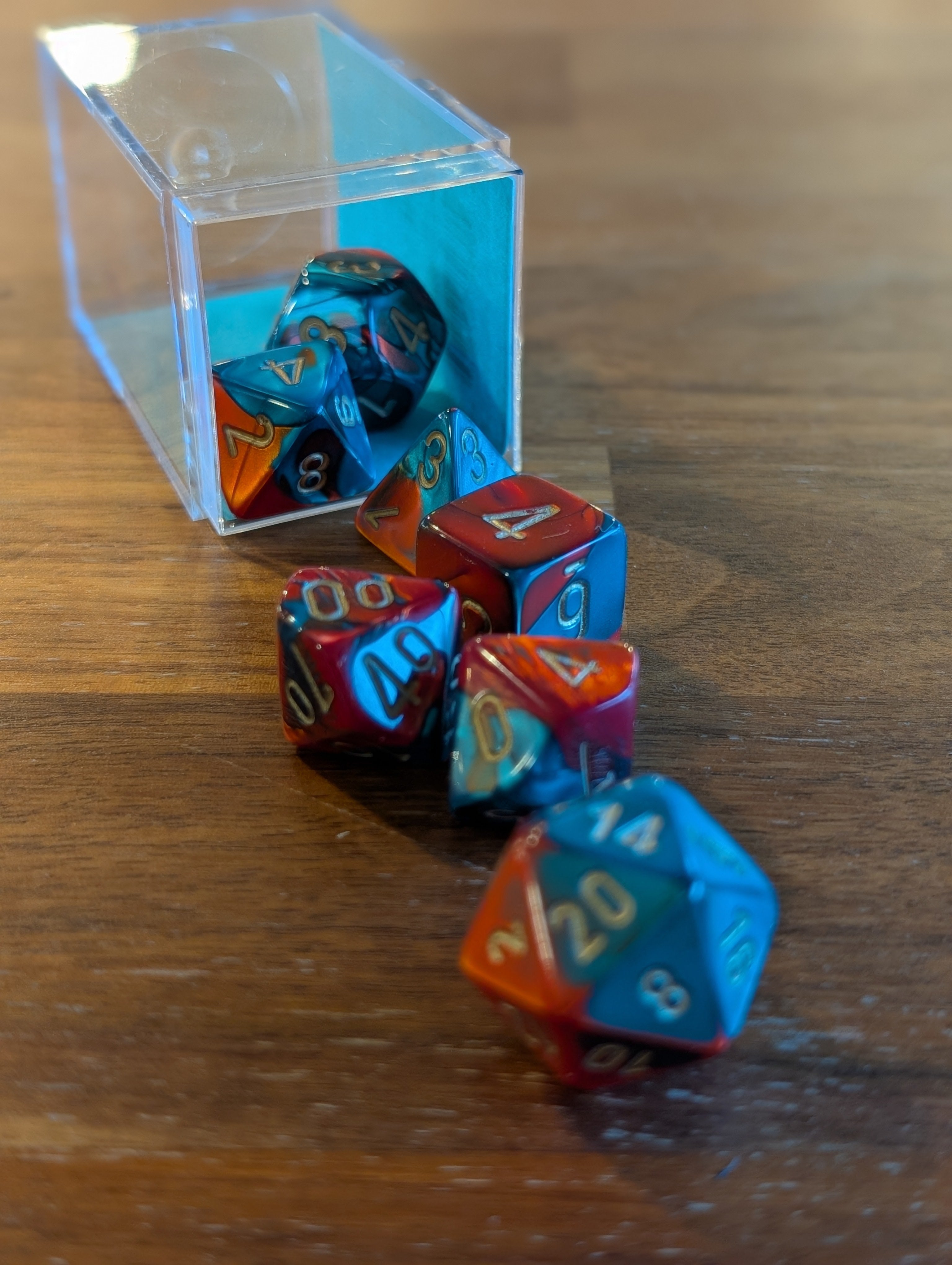 Chessex Red-Teal (Gold) Polyhedral Dice