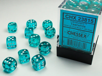 Chessex Translucent Teal (White)