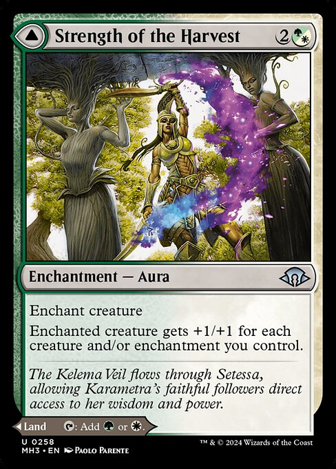 Strength of the Harvest // Haven of the Harvest card from the Modern Horizons 3 set