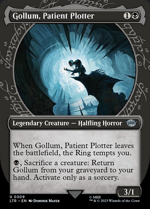  Foil Showcase Gollum, Patient Plotter card from the The Lord of the Rings: Tales of Middle-earth set