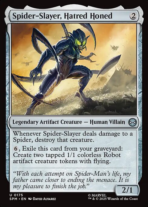 Foil Spider-Slayer, Hatred Honed card from the Marvel's Spider-Man set