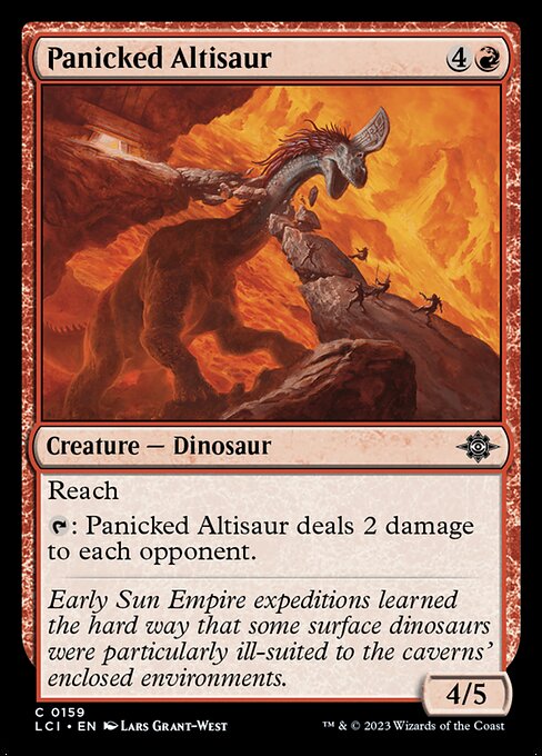  Foil Panicked Altisaur card from the The Lost Caverns of Ixalan set