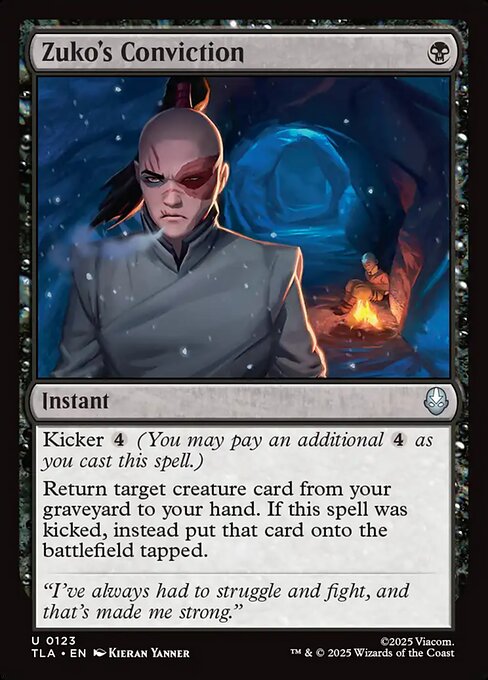 Zuko's Conviction card from the Avatar: The Last Airbender set