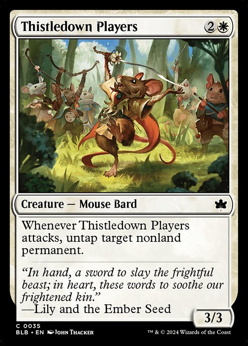 Thistledown Players card from the Bloomburrow set