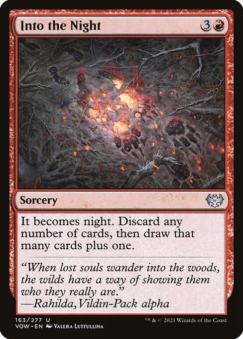 Into the Night card from the Innistrad: Crimson Vow set