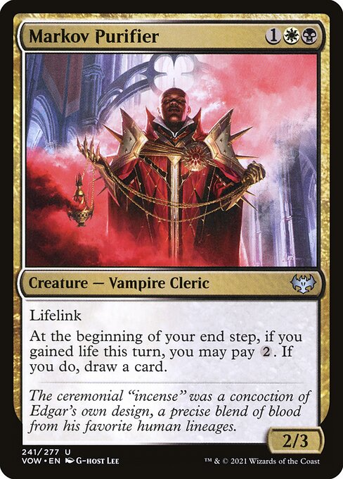  Foil CAD Markov Purifier card from the Innistrad: Crimson Vow set