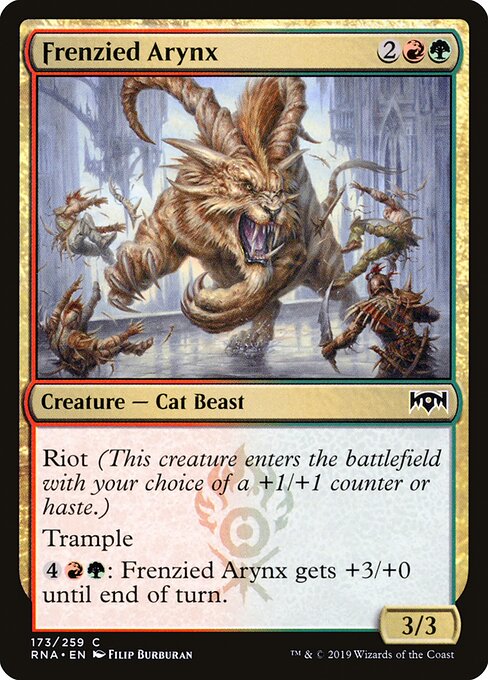 Frenzied Arynx card from the Ravnica Allegiance set