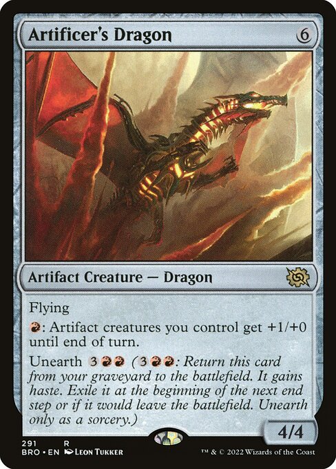 Artificer's Dragon card from the The Brothers' War set
