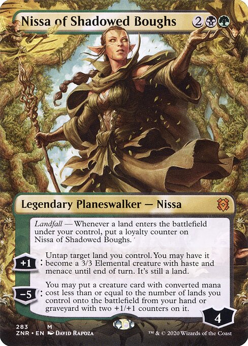 Nissa of Shadowed Boughs card from the Zendikar Rising set