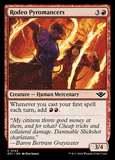 Rodeo Pyromancers card from the Outlaws of Thunder Junction set