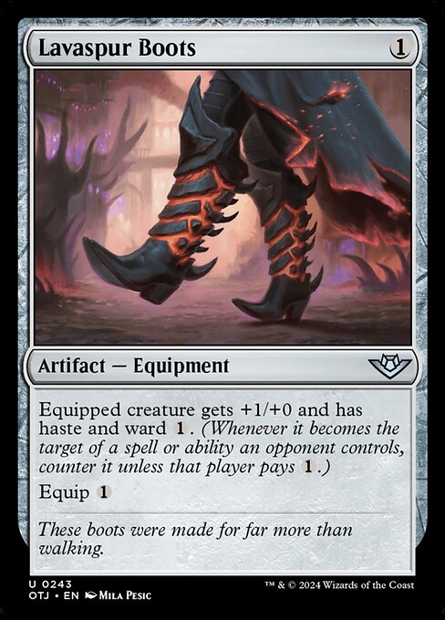 Lavaspur Boots card from the Outlaws of Thunder Junction set