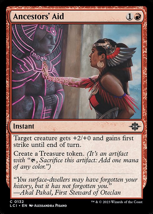  Foil Ancestors' Aid card from the The Lost Caverns of Ixalan set