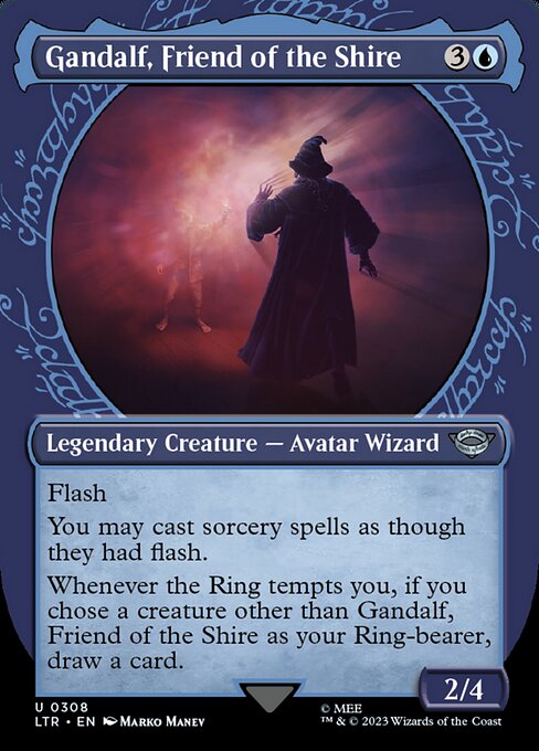  Foil Showcase Gandalf, Friend of the Shire card from the The Lord of the Rings: Tales of Middle-earth set
