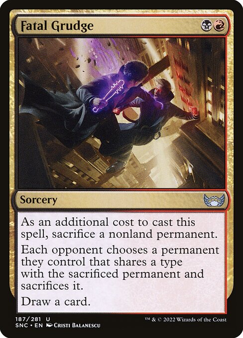 Fatal Grudge card from the Streets of New Capenna set